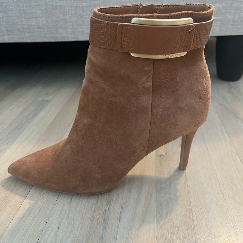 Calvin Klein Tan Suede Heeled Boots